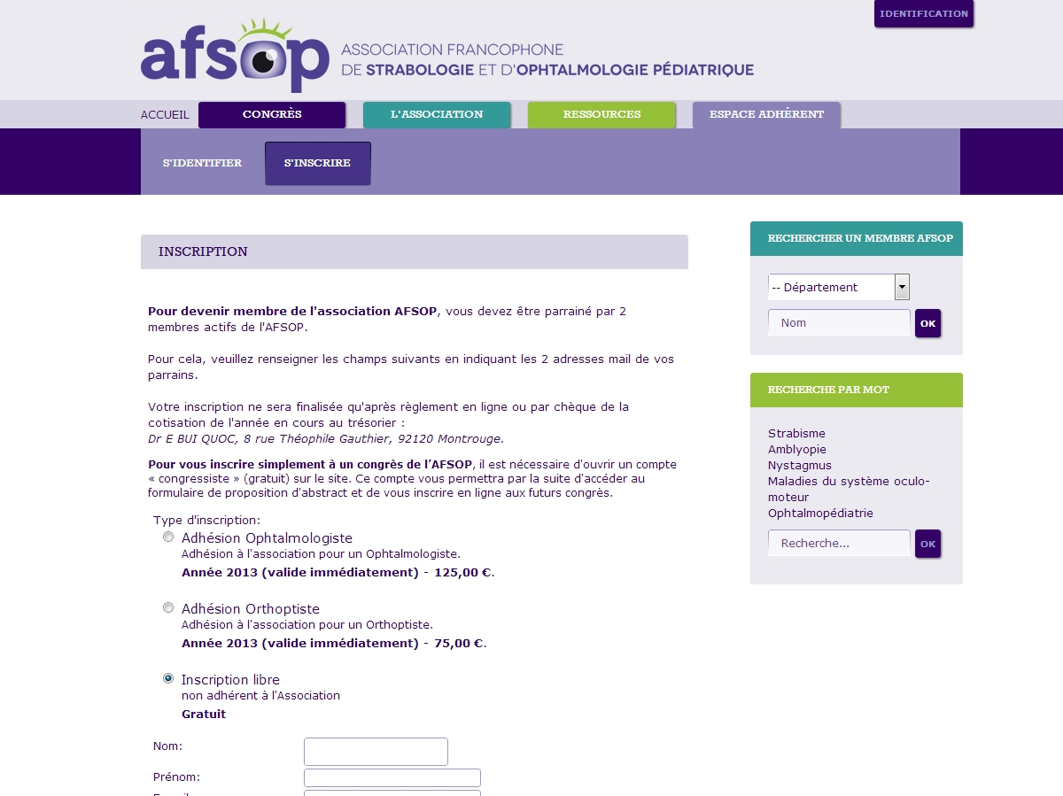 AFSOP : Inscription